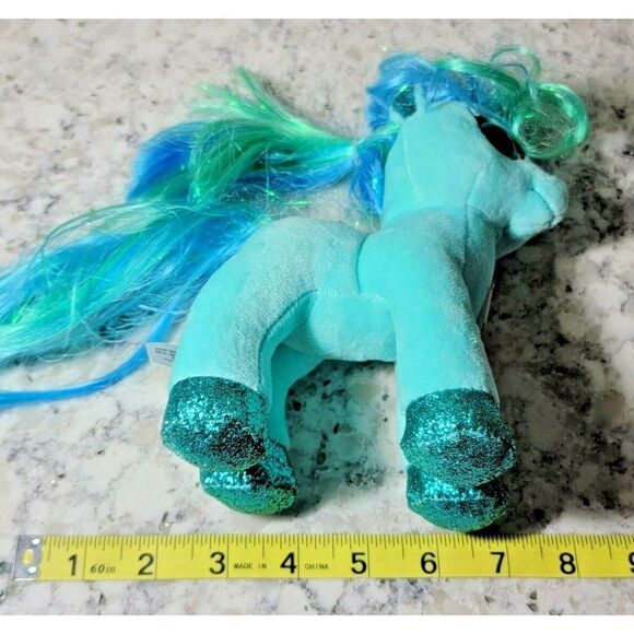 Ty Beanie Boos TOPAZ The Little Pony Teal Glitter Green Blue Iridescent Hair NWT - Picture 6 of 8